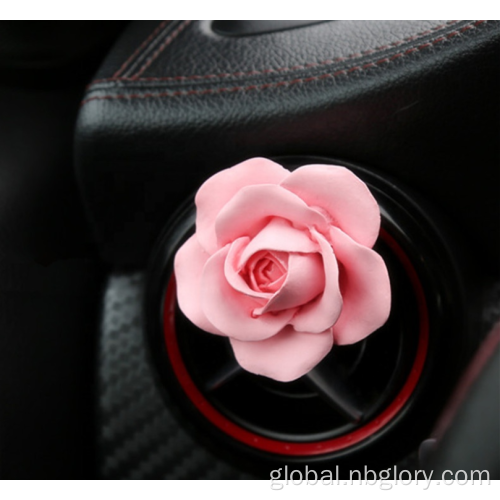 Car Air Freshener Hanging Flower Shaped Scented Hanging Ceramic Aroma Essential Oil Diffuser Stone Car Vent Clip Air Freshener Supplier